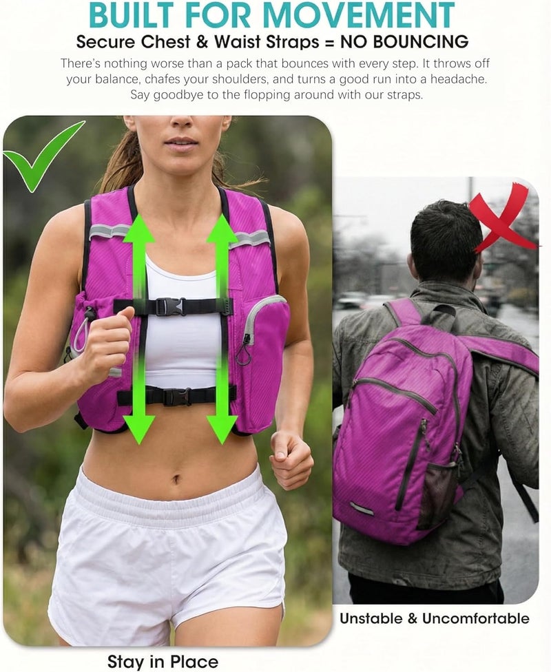 VPBAGE Store Foldable Small Hiking Backpack with 3 Strap Pockets – Lightweight 300D Spill-proof Daypack for Men Women – Packable Small Travel Backpack with Chest Strap & Trekking Pole Holder – Durable Outdoor Bag - Image 3